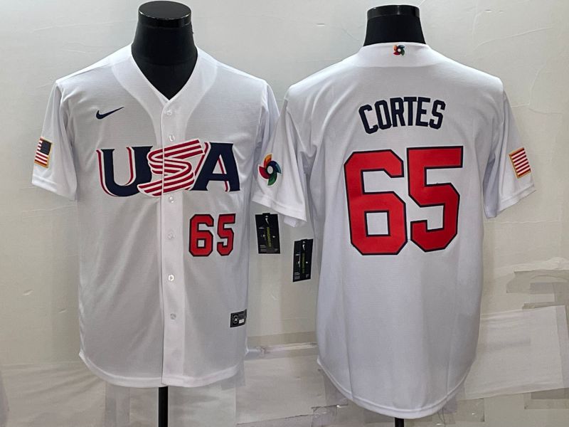 Men 2023 World Cub USA #65 Cortes White Nike MLB Jersey4->more jerseys->MLB Jersey